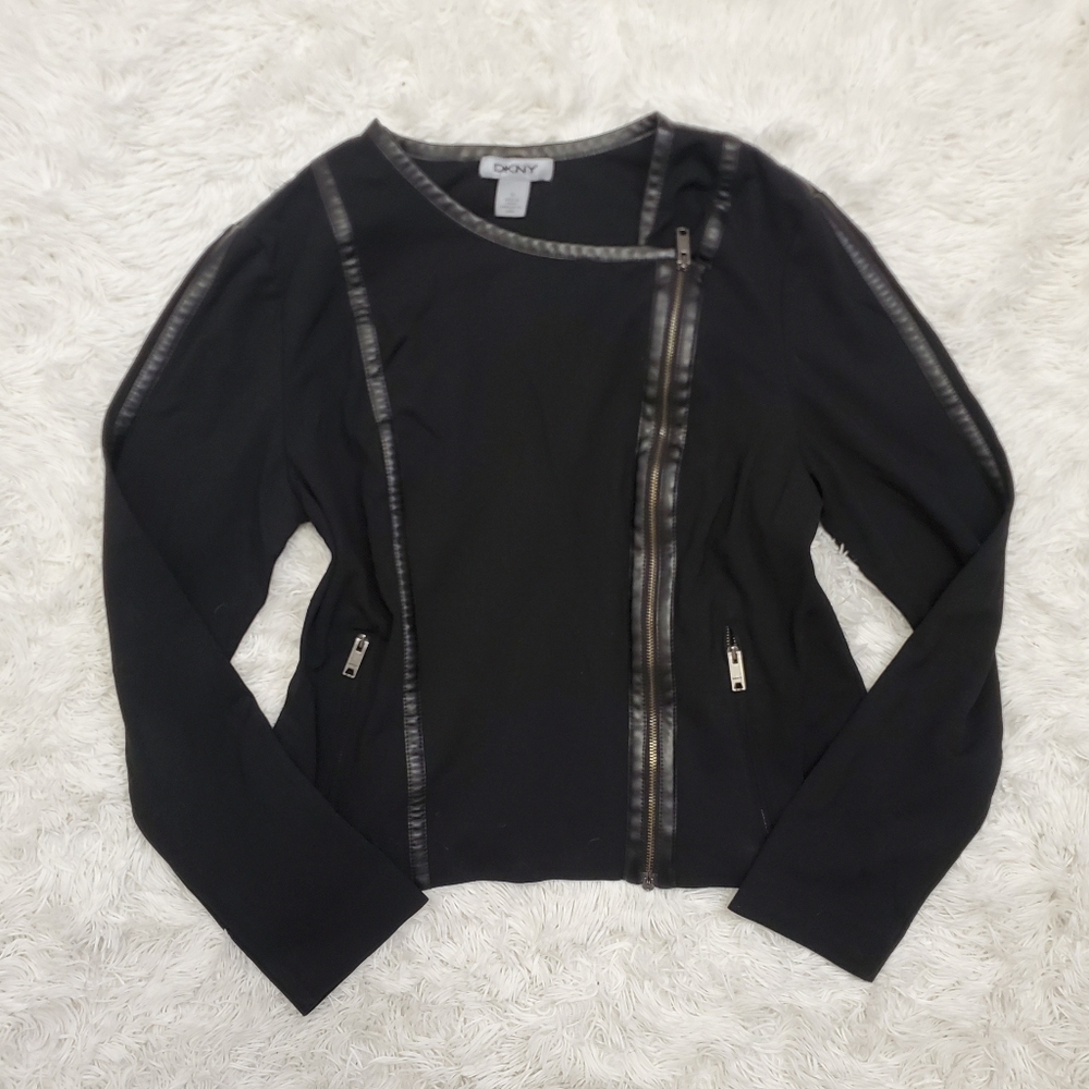 DKNY Black Knit Asymmetrical Blazer
